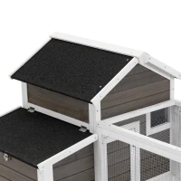 PawHut Chicken Coop with Run Hen House Wooden Poultry Cage Coops w/ Nesting Box Removable Tray Outdoor 180 x 92 x 78 cm, Grey(m-8)