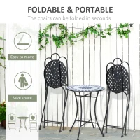 Outsunny Set de Gradina 3 Piese cu 2 Scaune Pliante si 1 Masuta de Gradina, din Metal si Piatra(m-5)