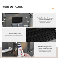 Outsunny Barbecue a Carvão com Rodas Prateleira Lateral e Termômetro para Jardim Campismo Exterior 115x56x108cm Cinza(m-6)