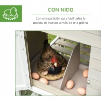 PawHut Gallinero de Madera para Exterior Jaula Grande para Gallinas Pollos con Caseta de 2 Niveles Zona Abierta Nido Bandeja Extraíble y Techo Asfáltico 235x83x171 cm Gris(m-6)
