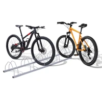 Homcom Rastel pentru 5 Biciclete Solid din Otel Argintiu 140.5 x 30 x 21.5cm(m-8)