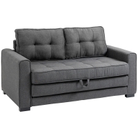 HOMCOM rozkładana sofa 2-osobowa sofa z tkaniny iniana w dotyku gumowe drewno szare