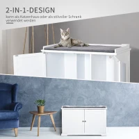 PawHut Katzenschrank Katzentoilette Katzenklo Katzenhaus Katzenbett mit magnetischen Türen verstellbaren Trennwände MDF Kurzplüsch Weiß+Grau 95,3 x 54 x 63 cm(m-4)