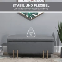HOMCOM Ławka elegancka tapicerowana ławka ze schowkiem skrzynia z siedziskiem ciemnoszara(m-5)