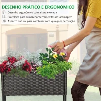 Outsunny Suporte para Vasos de Plantas Exterior para Horta Vertical Mesa de Cultivo Retangular sem Fundo com Prateleira e Pés Elevados para Terraço Pátio 70x30x72cm Cinza(m-6)
