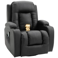HOMCOM Massagesessel Fernsehsessel Relaxsessel mit Liegefunktion TV Sessel Massagestuhl mit Wärmefunktion Wippenfunktion mit Fernbedienung Schwarz 85 x 94 x 104 cm(m-11)
