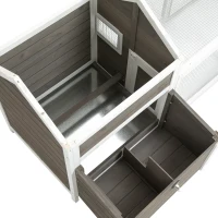 PawHut Chicken Coop with Run Hen House Wooden Poultry Cage Coops w/ Nesting Box Removable Tray Outdoor 180 x 92 x 78 cm, Grey(m-9)