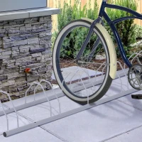 Homcom Rastel pentru 5 Biciclete Solid din Otel Argintiu 140.5 x 30 x 21.5cm(m-2)