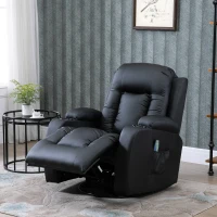 HOMCOM Massagesessel Fernsehsessel Relaxsessel mit Liegefunktion TV Sessel Massagestuhl mit Wärmefunktion Wippenfunktion mit Fernbedienung Schwarz 85 x 94 x 104 cm(m-10)