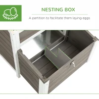 PawHut Chicken Coop with Run Hen House Wooden Poultry Cage Coops w/ Nesting Box Removable Tray Outdoor 180 x 92 x 78 cm, Grey(m-6)