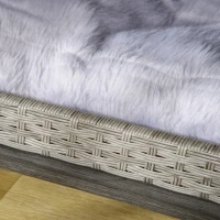 PawHut Wicker Dog House, Rattan Pet Bed, Cat House, End Table Furniture, with Soft Cushion, Adjustable Feet, for Small and Medium Dogs Grey, 80 x 54 x 61.5 cm(m-8)