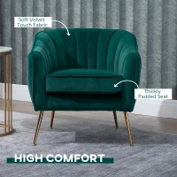 HOMCOM Velvet-Feel Tub Armchair, with Gold Tone Legs - Green(m-4)