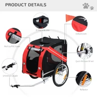Pawhut Bicycle Pet Trailer in Steel Frame-Red/Black(m-4)