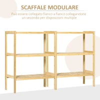 HOMCOM Raft Multifunctional cu 3 Nivele din Bambus , 62x33x80cm, Culoare lemn Natural(m-4)