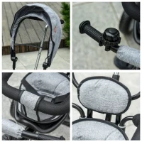HOMCOM Qaba/HOMCOM Baby Tricycle 2 In 1 Stroller/ Kid Trike with Parent Push Handle Adjustable Canopy Detachable Guardrail Safety Belt Foldable Footrest Storage Basket for Age 6-60 Months Grey(m-8)
