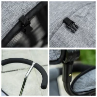 HOMCOM Qaba/HOMCOM Baby Tricycle 2 In 1 Stroller/ Kid Trike with Parent Push Handle Adjustable Canopy Detachable Guardrail Safety Belt Foldable Footrest Storage Basket for Age 6-60 Months Grey(m-9)