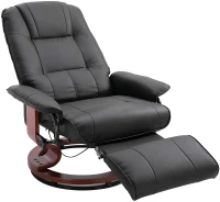 HOMCOM Faux Leather Reclining Armchair, with Footrest - Black(m-1)