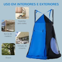 Outsunny Baloiço com Tenda Infantil Baloiço Ninho com Porta Enrolável e 2 Janelas de Malha para Crianças e Adultos Carga Máxima 200kg Interior e Exterior Ø100x180 cm Preto e Azul(m-5)