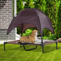 PawHut Elevated Pet Bed Dog Foldable Outdoor Cot Tent Canopy Shelter Instant 92 L x 76 W x 90 H cm Coffee(m-2)