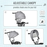 HOMCOM Qaba/HOMCOM Baby Tricycle 2 In 1 Stroller/ Kid Trike with Parent Push Handle Adjustable Canopy Detachable Guardrail Safety Belt Foldable Footrest Storage Basket for Age 6-60 Months Grey(m-5)
