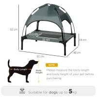 PawHut Raised Dog Bed Waterproof Elevated Pet Cot with Breathable Mesh UV Protection Canopy Grey, for Small Dogs, 61 x 46 x 62cm(m-3)