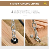 Outsunny 2 to 3 Seater Wood Swing Chair Swing Bench with Foldable Table, Cup Holders, Steel Chains Garden, Patio, Yard, Natural(m-7)
