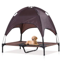 PawHut Elevated Pet Bed Dog Foldable Outdoor Cot Tent Canopy Shelter Instant 92 L x 76 W x 90 H cm Coffee(m-8)