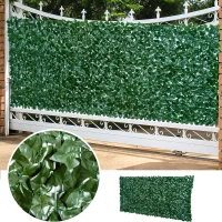 Outsunny Artificial Leaf Hedge Screen Privacy Fence Panel for Garden Outdoor Indoor Decor 3 x 1.5M Dark Green(m-2)