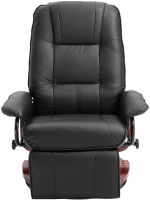 HOMCOM Faux Leather Reclining Armchair, with Footrest - Black(m-15)