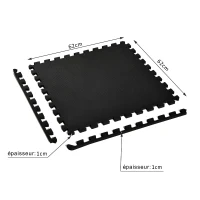 HOMCOM Tapis en Mousse de Protection Sol Tapis de Fitness 62 cm x 62 cm x 1 cm avec Bordures Tapis Puzzle 25 pièces 9,3 m² de Surface Noir(m-3)