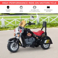 HOMCOM Kids Ride On Toy Car Motorbike Electric Scooter 6V Battery Operated Toy Trike-Black(m-4)