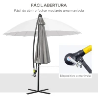 Outsunny Chapéu de Sol Excêntrico Ø296x260cm Chapéu de Sol à Manivela com Ângulo Ajustável para Jardim Pátio Terraço Piscina Cinza Claro(m-5)