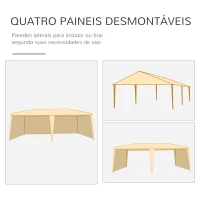 Outsunny Tenda para Festas 583x293x250cm Tenda de Jardim com Paredes Laterais Removíveis 4 Janelas Transparentes Branco(m-5)