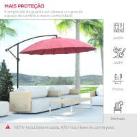 Outsunny Chapéu de Sol Excêntrico Ø296x260cm Chapéu de Sol à Manivela com Ângulo Ajustável para Jardim Pátio Terraço Piscina Vinho(m-7)