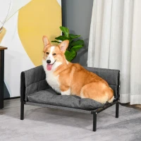 PawHut Cama para Perros Elevada 63,5x49x38,5 cm Sofá Cama para Mascotas con Cojines Extraíbles Lavables para Perros Gatos Medianos y Pequeños Carga 10 kg Gris(m-2)