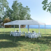 Outsunny Tenda para Festas 583x293x250cm Tenda de Jardim com Paredes Laterais Removíveis 4 Janelas Transparentes Branco(m-10)