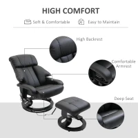 HOMCOM Luxury Fuax leather Chair Recliner Electric Massage Chair Sofa 10 Massager Heat with Foot Stool Black(m-5)