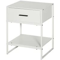 Noptiera moderna HOMCOM, noptiera cu raft cu sertar, dulap de depozitare pentru dormitor, living, alb(m-11)