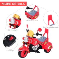 HOMCOM Kids Electric Motorbike 6V Children Ride On Motorcycle Battery Powered Toy w/ Lights Sound for 3-6 Years Old Red(m-7)