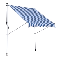 Outsunny 200 x 150cm Patio Adjustable Awning Floor- to-ceiling Retractable Shade,UV Protective - Blue and White