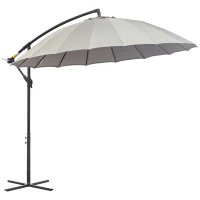 Outsunny Chapéu de Sol Excêntrico Ø296x260cm Chapéu de Sol à Manivela com Ângulo Ajustável para Jardim Pátio Terraço Piscina Cinza Claro(m-4)