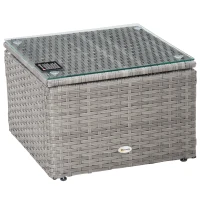 Outsunny 3 Pieces Outdoor PE Rattan Sofa Set, Patio Wicker Conversation Chaise Lounge Furniture w/ Tempered Glass Table-top & Soft Padded Cushion for Garden, Backyard, Lawn, Grey(m-9)
