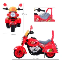 HOMCOM Kids Electric Motorbike 6V Children Ride On Motorcycle Battery Powered Toy w/ Lights Sound for 3-6 Years Old Red(m-3)