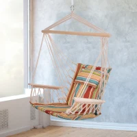 Outsunny Hanging Rope Hammock Chair with 1 Pillow for Any Indoor or Outdoor Spaces, Floral(m-8)