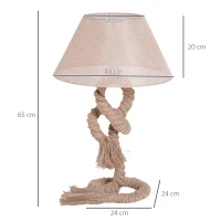 Homcom Lampa de Noptiera abajur cu Cordon Comodino Abat jour in Corda de Canepa Bej 40x40x65cm(m-2)