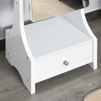 HOMCOM Joalheiro de Pé com Espelho Luz Armário para Jóias com Espelho de Corpo Inteiro 3 Ângulos Ajustáveis com Gaveta e Suporte para Secador 37x30x158cm Branco(m-13)