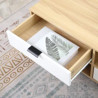 HOMCOM Table basse table de salon style scandinave avec 2 tiroirs et niches ouvertes pieds effilés en bois massif de pin 100 x 50 x 47 cm(m-8)