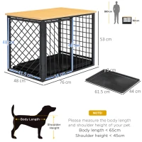 PawHut Steel Dog Crate Small Medium Dog Kennel Two Doors Tray Large Top Pet Cage 76L x 48W x 53H cm, Black(m-3)