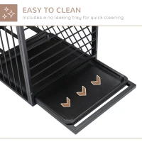 PawHut Steel Dog Crate Small Medium Dog Kennel Two Doors Tray Large Top Pet Cage 76L x 48W x 53H cm, Black(m-7)