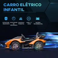 HOMCOM Carro Elétrico Lamborghini V12 12V para Crianças de 3-6 Anos com Controle Remoto Faróis com Luz LED Música MP3 USB e Abertura da Porta 117x66x50cm Laranja(m-4)